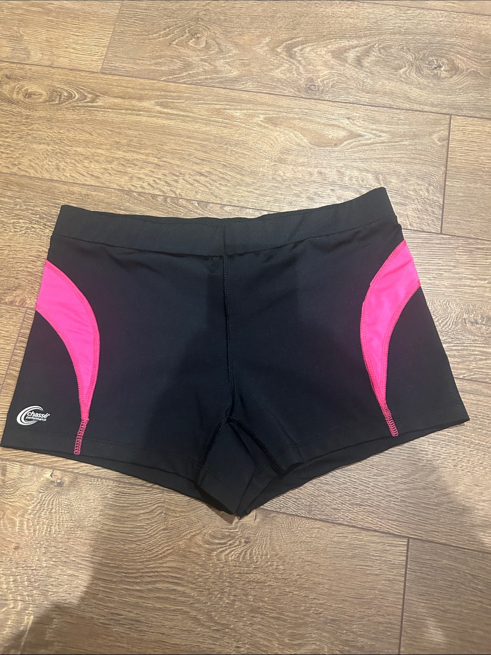 Women’s Black Athletic Shorts with Pink Accents